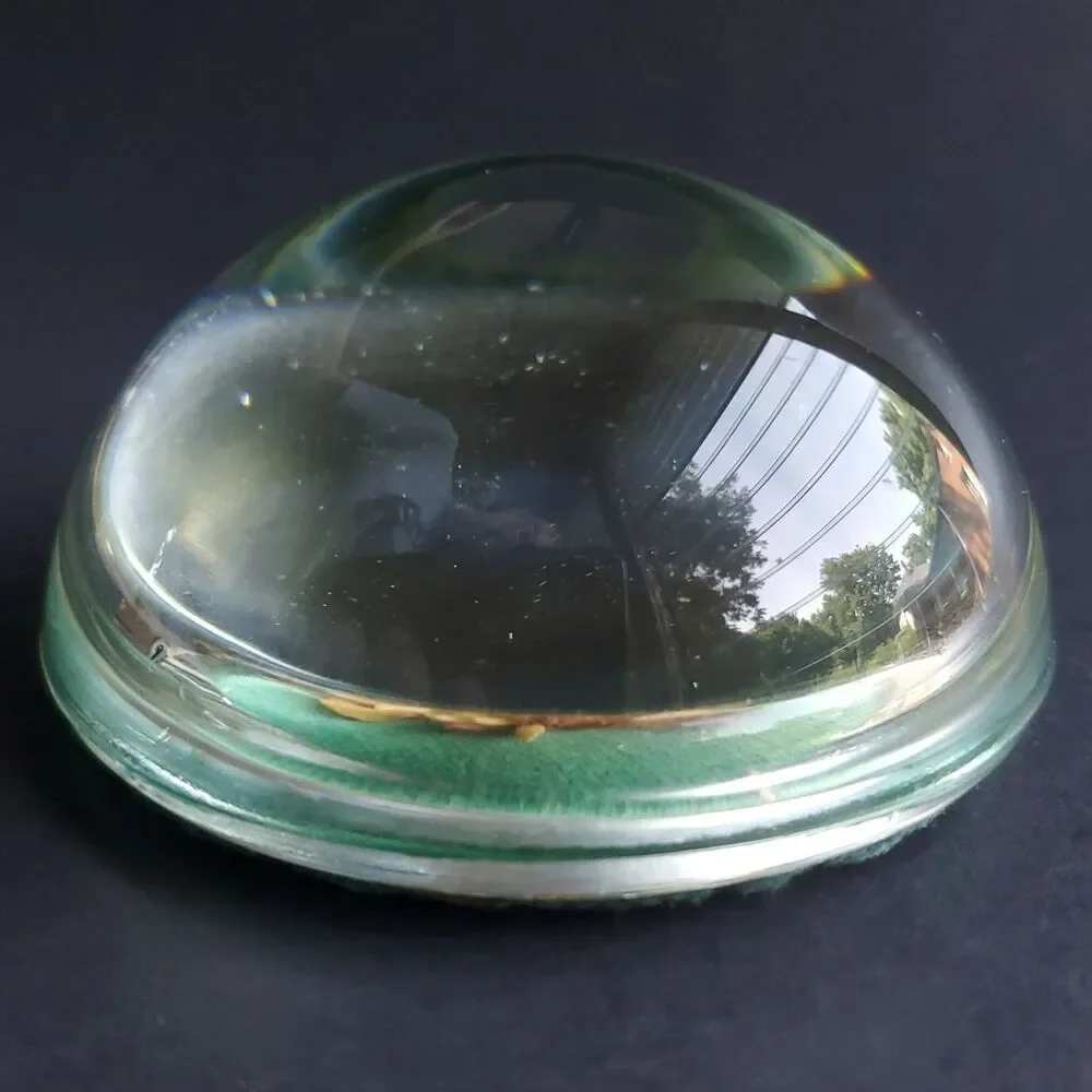 Vintage Paperweight Dried Flowers Round Green Nottingham Originals Eastville VA